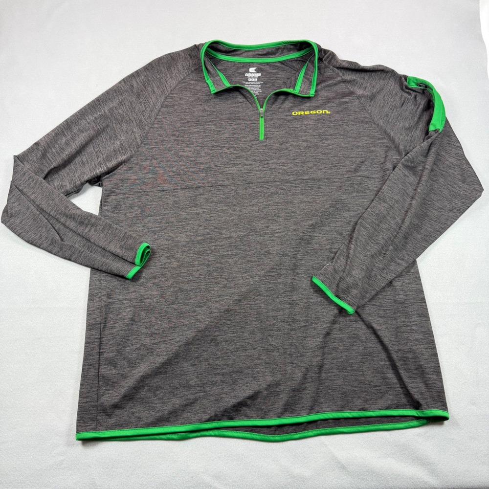 Colosseum Oregon Ducks Mens XXL 1/4 Zip Pullover Gray Green Activewear Jacket